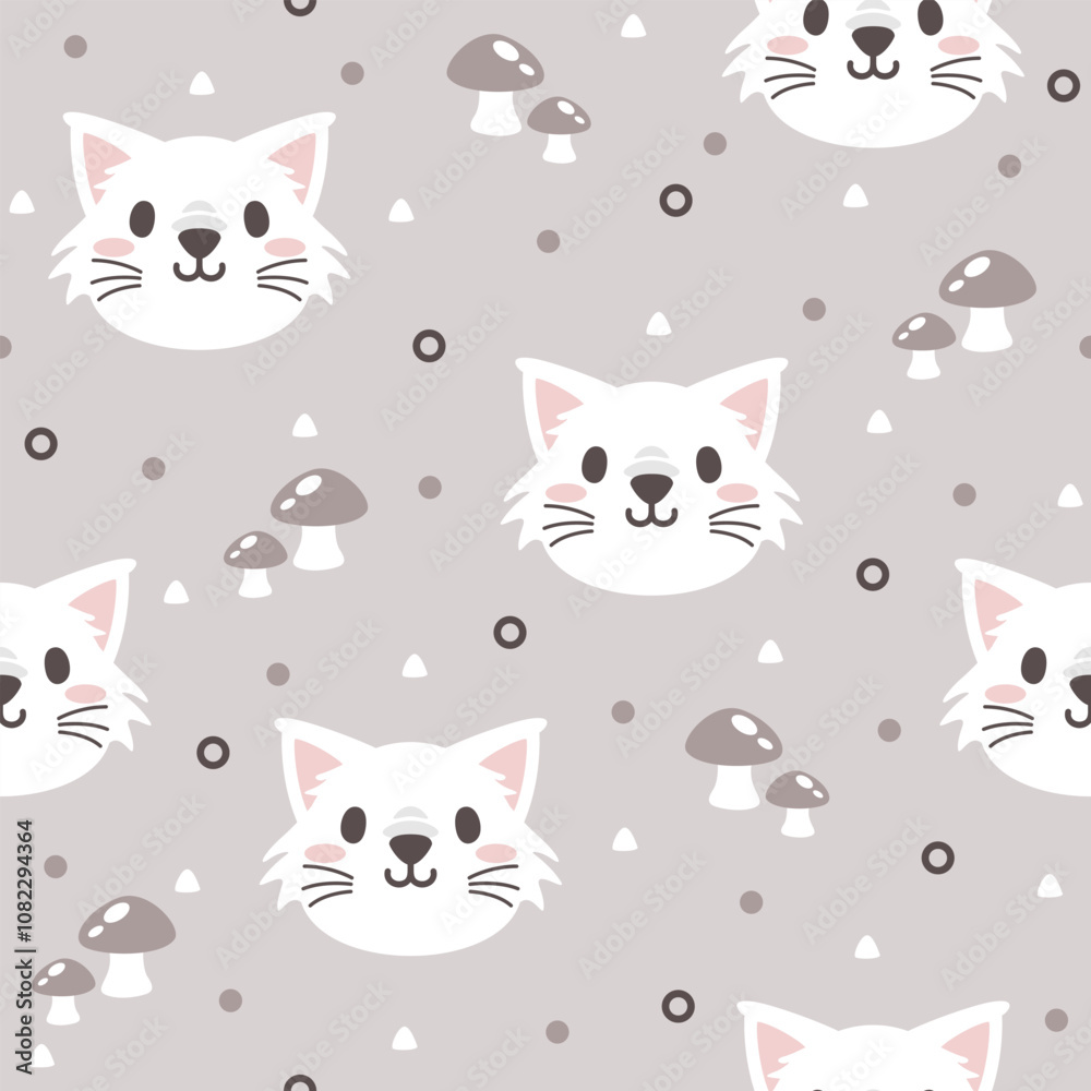 Naklejka premium Cute White Kitten Vector Pattern Fashion Designs.