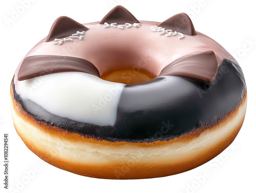 Delicious chocolate frosted donut, a tempting treat for sweet dessert lovers delicious photo