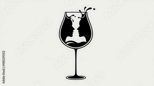 splashing wine in a glass forming the shape of a couple