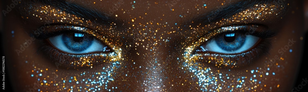 Close up of a woman's face with glitter on it, portrait