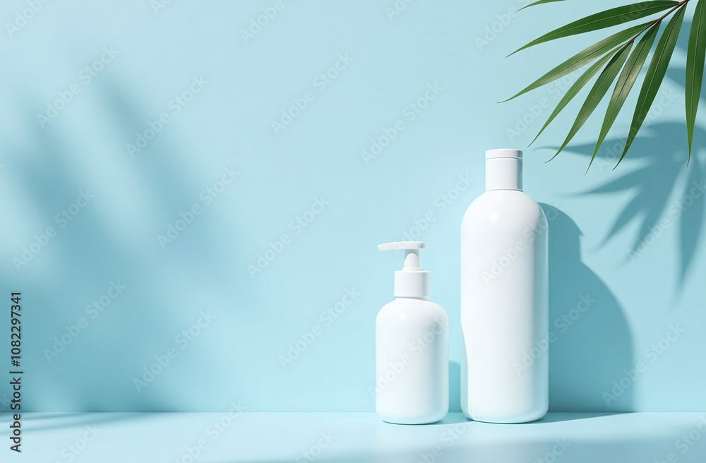 Mockup of empty cream tubes for cosmetic product advert on blue background. Mockup of empty cream tubes for cosmetic product advert on blue background.