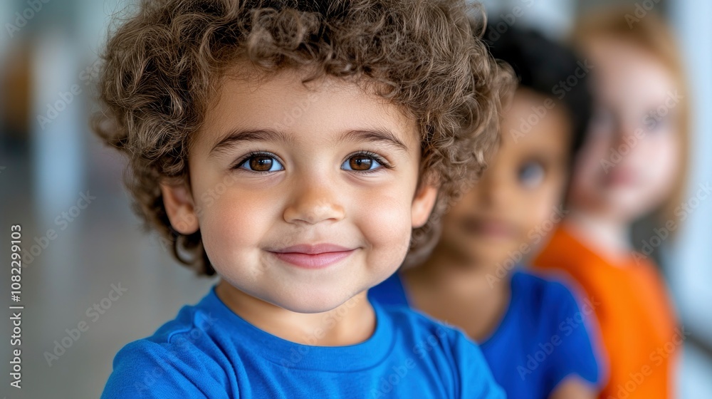 Portrait of a Smiling Young Boy with Curly Hair Portrait of a Smiling Young Boy with Curly Hair