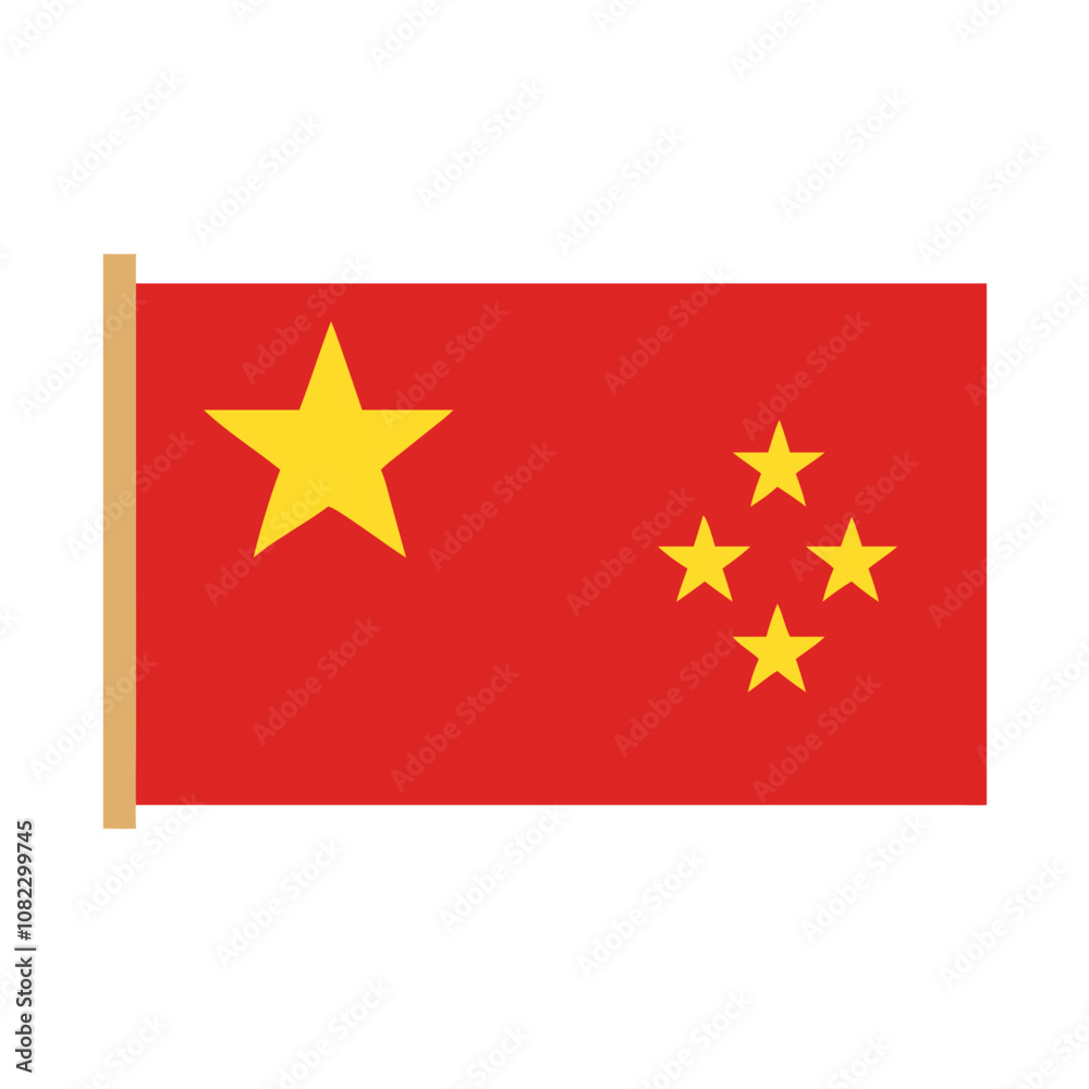 China flag with red background and yellow stars China flag with red background and yellow stars
