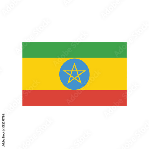 Ethiopia flag with green, yellow, and red	