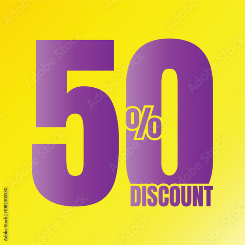 Art & Illustr50% discount deal sign icon, 50 percent special offer discount vector, 50 percent sale price reduction offer design, Friday shopping sale discount percentage icon designation