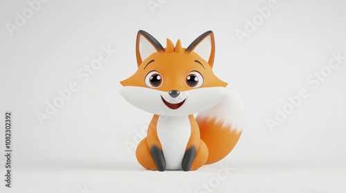 Adorable fox character studio setting digital art minimalist design front view whimsical concept photo