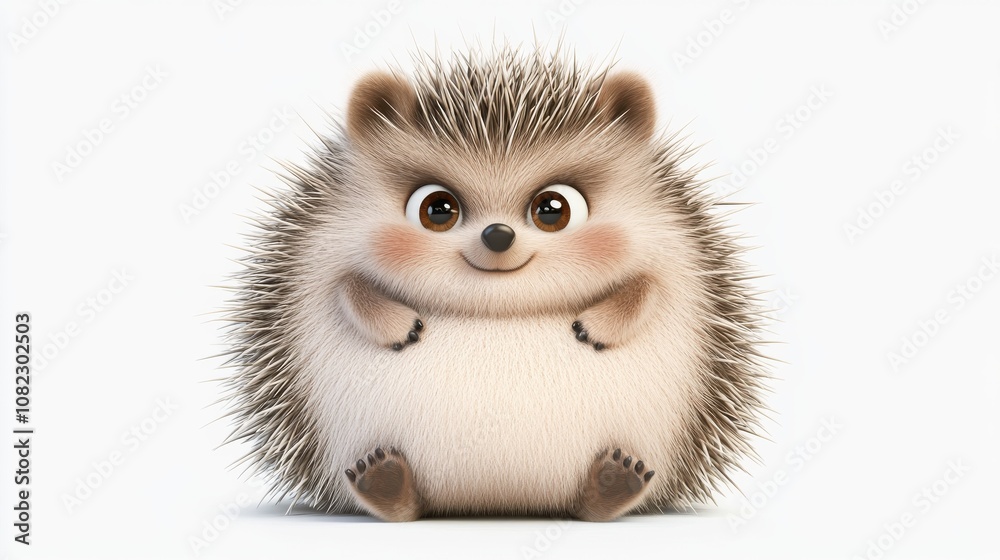 Fototapeta premium Cute hedgehog portrait indoor setting digital art bright background close-up adorable animal concept