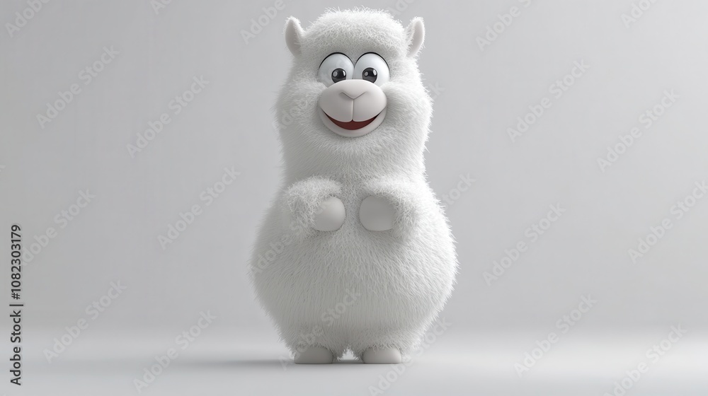 Cute cartoon alpaca character studio setting 3d render minimalistic background front view whimsical concept Cute cartoon alpaca character studio setting 3d render minimalistic background front view whimsical concept