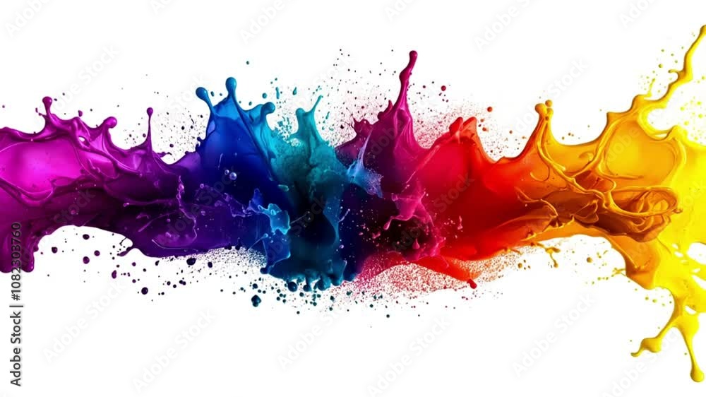 clor splash paint on white background