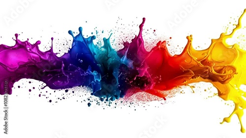 clor splash paint on white background