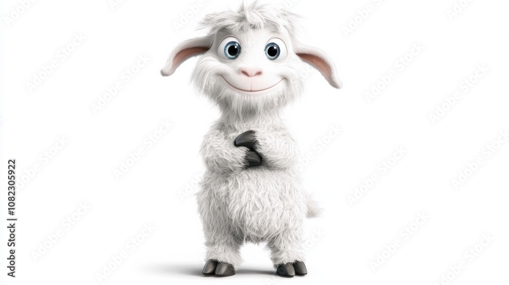Playful goat kid with tiny horns studio setting character illustration whimsical environment front view adorable concept Playful goat kid with tiny horns studio setting character illustration whimsical environment front view adorable concept