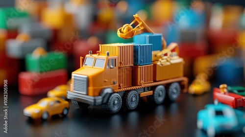 Toy Truck with Containers - Logistics Concept