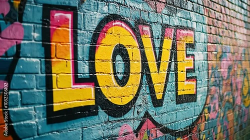 graffiti text love appearing on urban wall