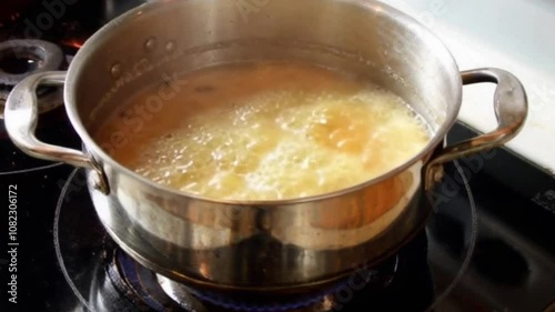 Boiling tea in the pot