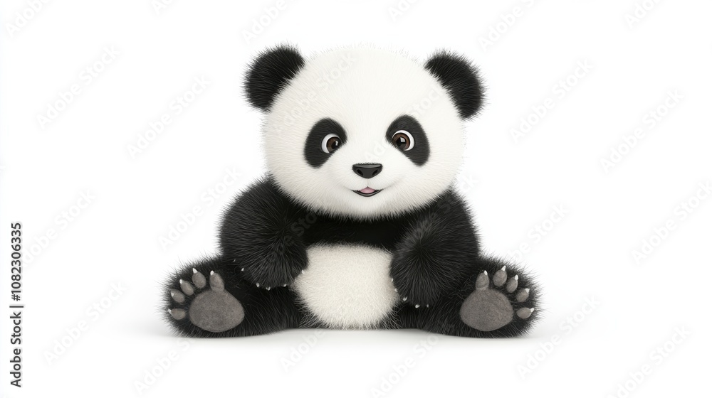 Cute panda playing studio setting 3d illustration soft light front view adorable animal concept Cute panda playing studio setting 3d illustration soft light front view adorable animal concept
