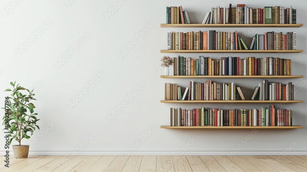 Cozy Bookshelf with Plants and Natural Light Cozy Bookshelf with Plants and Natural Light