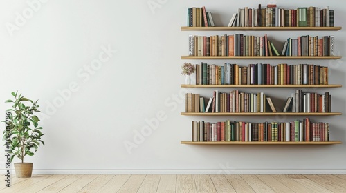 Cozy Bookshelf with Plants and Natural Light