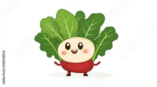 Joyful chard character whimsical garden digital illustration bright colors playful perspective cheerful concept