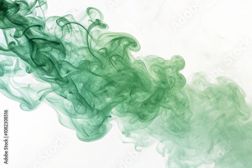 Ethereal Light Green Smoke Cloud Isolated on White Background - Perfect for Abstract Art, Backgrounds, Digital Designs, and Creative Projects