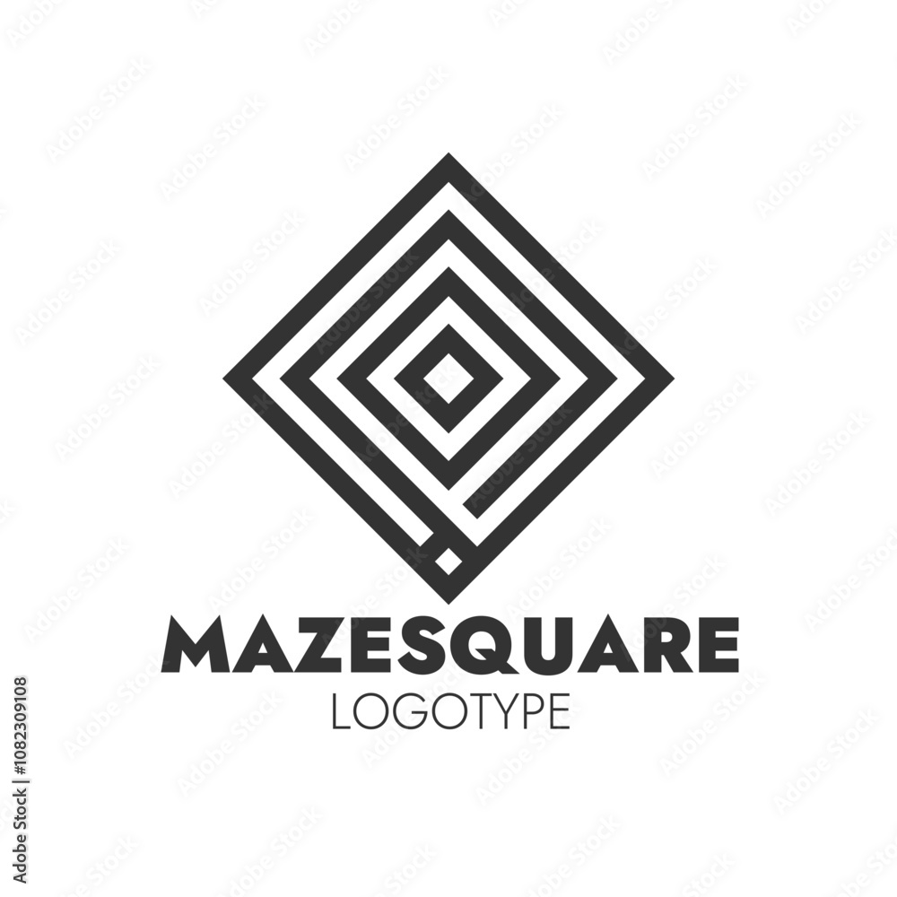 Geometric abstract logo design with maze-like square pattern Geometric abstract logo design with maze-like square pattern