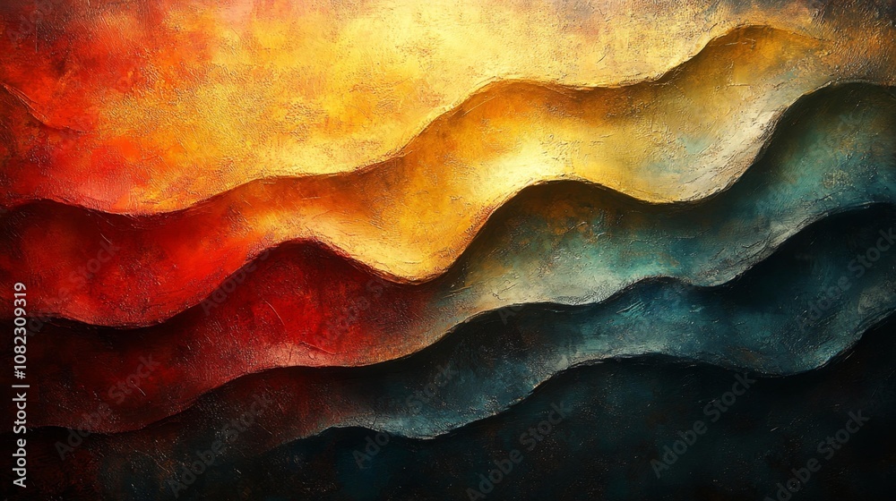 Cameroon Flag Waves in Abstract Art. Generative AI Cameroon Flag Waves in Abstract Art. Generative AI