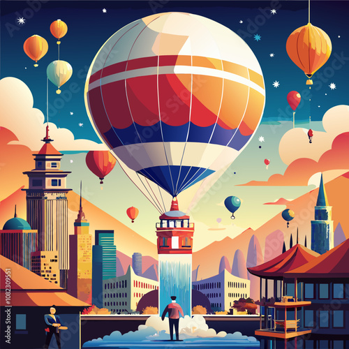 Hot Air Balloon Cityscape Adventure 