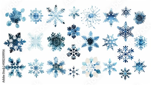 Frosty snowflakes art winter wonderland watercolor clipart digital illustration creative design festive christmas theme