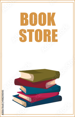 Flyer for bookstore, library, book lover, e-books, education. Vector illustration for poster, banner, advertisement, cover.