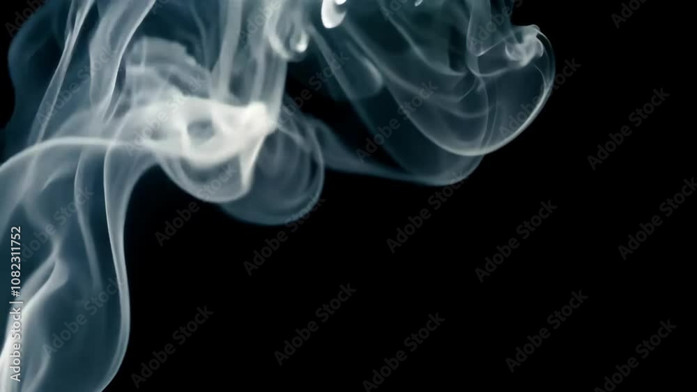 Slow Motion White Vapour or Smoke Rising on Black Background Slow Motion White Vapour or Smoke Rising on Black Background