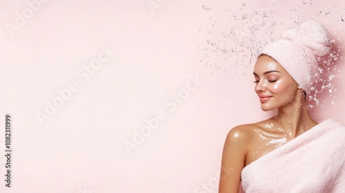 Obraz na płótnie Hydrating skincare routine studio portrait soft lighting close-up self-care concept w salonie