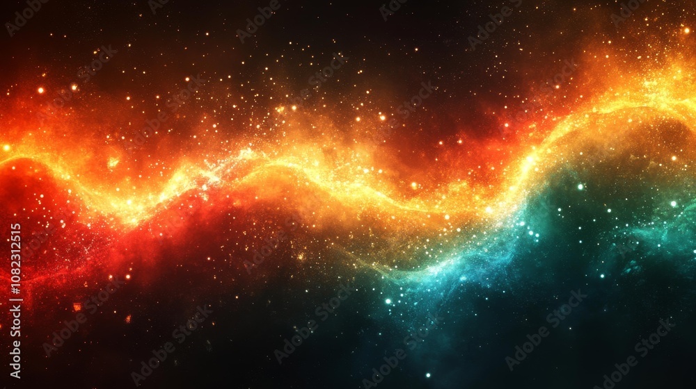 Naklejka premium Colorful Cosmic Nebula with Stars. Generative AI