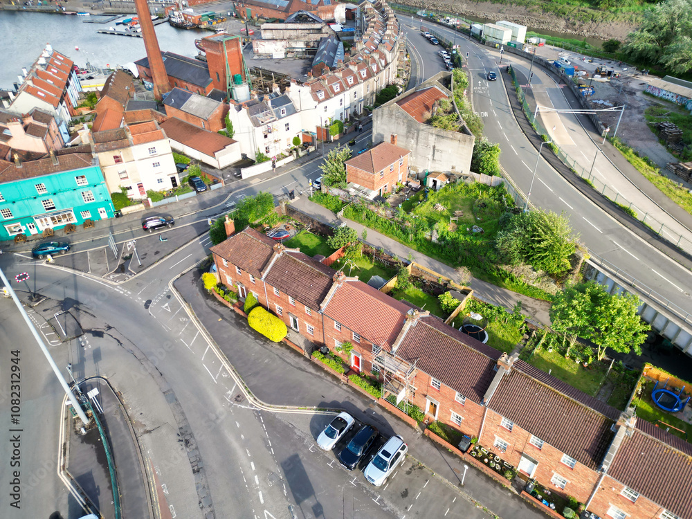 Aerial View of Cumberland Basin Central Bristol City of Southwest of England, Great Britain. High Angle Footage Was Captured with Drone's Camera from Medium High Altitude on May 28th, 2024. Aerial View of Cumberland Basin Central Bristol City of Southwest of England, Great Britain. High Angle Footage Was Captured with Drone's Camera from Medium High Altitude on May 28th, 2024.