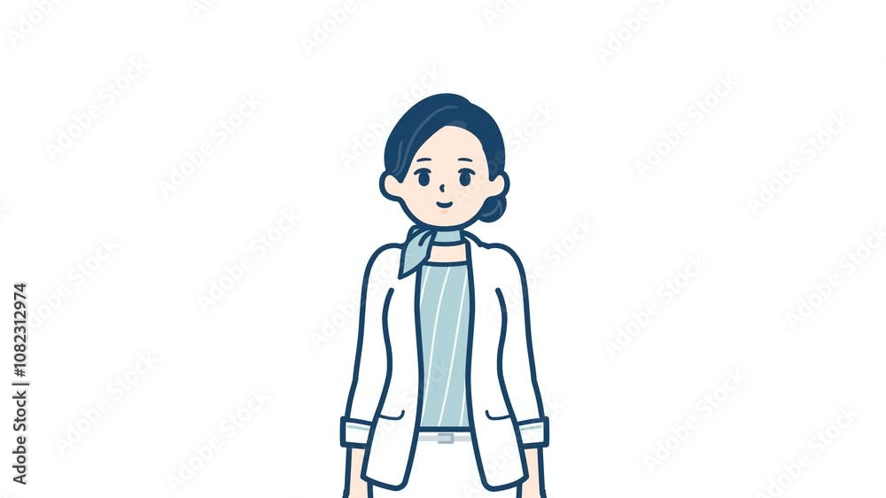 Beauty adviser woman_Blink and smile quietly_with alpha channel Beauty adviser woman_Blink and smile quietly_with alpha channel