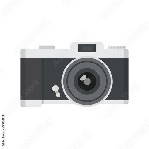 Photo camera icon in flat style. Photography equipment vector illustration on isolated background. Professional photographic sign business concept.