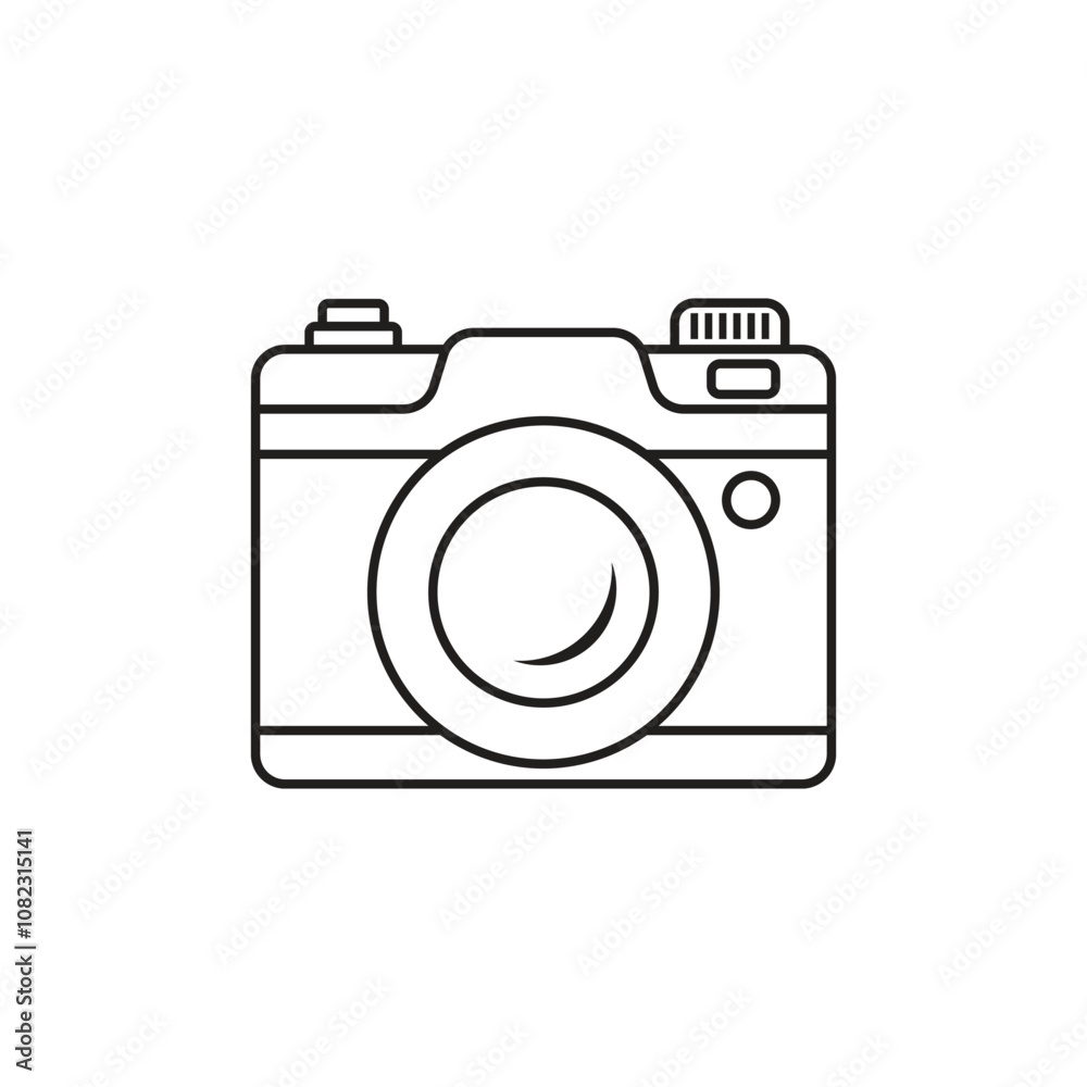 Photo camera icon in flat line style. Photography equipment vector illustration on isolated background. Professional photographic sign business concept. Photo camera icon in flat line style. Photography equipment vector illustration on isolated background. Professional photographic sign business concept.