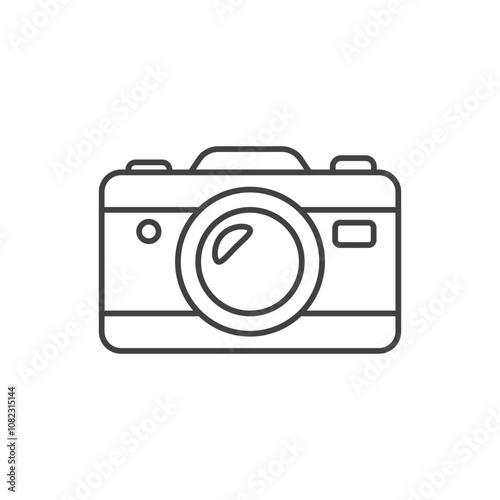 Photo camera icon in flat line style. Photography equipment vector illustration on isolated background. Professional photographic sign business concept.