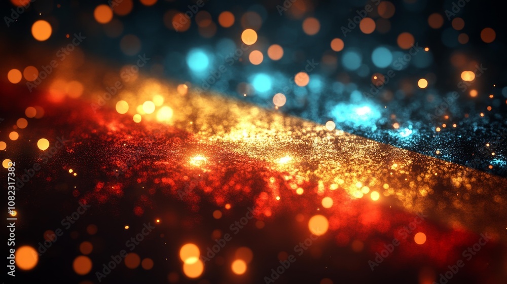Sparkling Abstract Light Particles in Warm and Cool Tones. Generative AI Sparkling Abstract Light Particles in Warm and Cool Tones. Generative AI