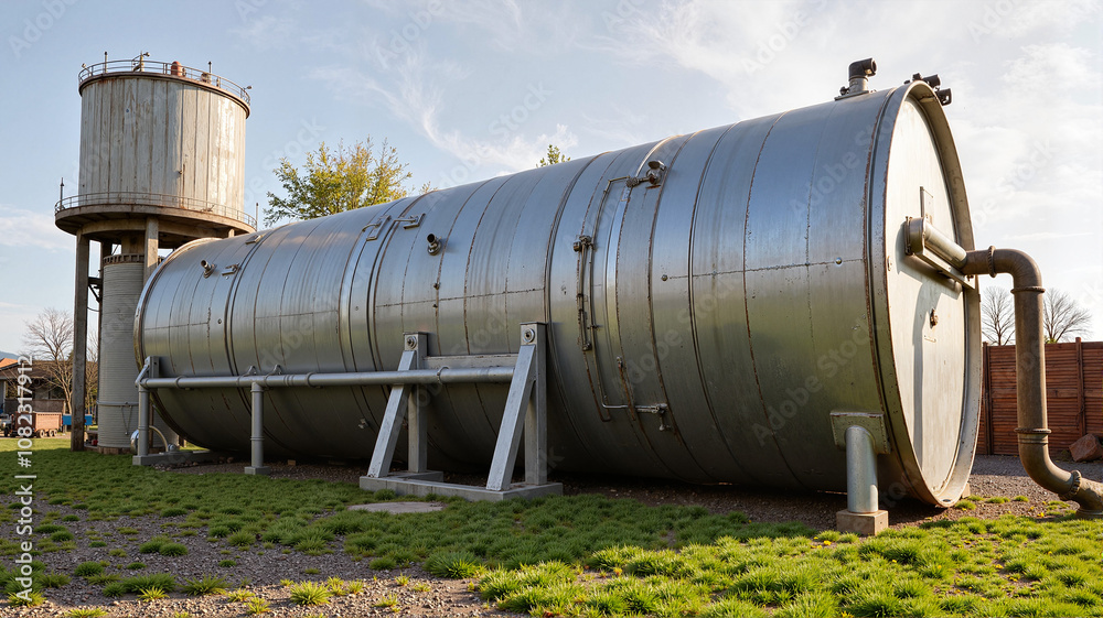 Horizontal industrial tank in rural area Horizontal industrial tank in rural area