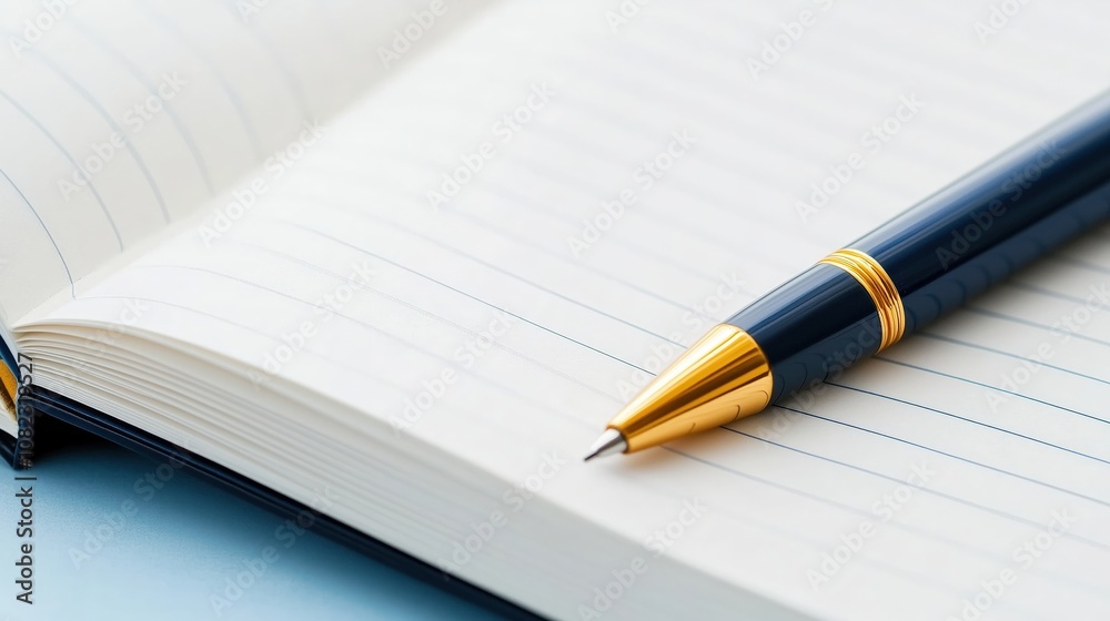 Writing Inspiration in a Cozy Workspace Blank Notebook and Elegant Pen on Desk Minimalist Environment Close-Up Perspective Creative Process Writing Inspiration in a Cozy Workspace Blank Notebook and Elegant Pen on Desk Minimalist Environment Close-Up Perspective Creative Process