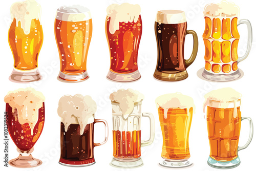 Cheers with Beers: Various Types of Beer in Beer Glasses