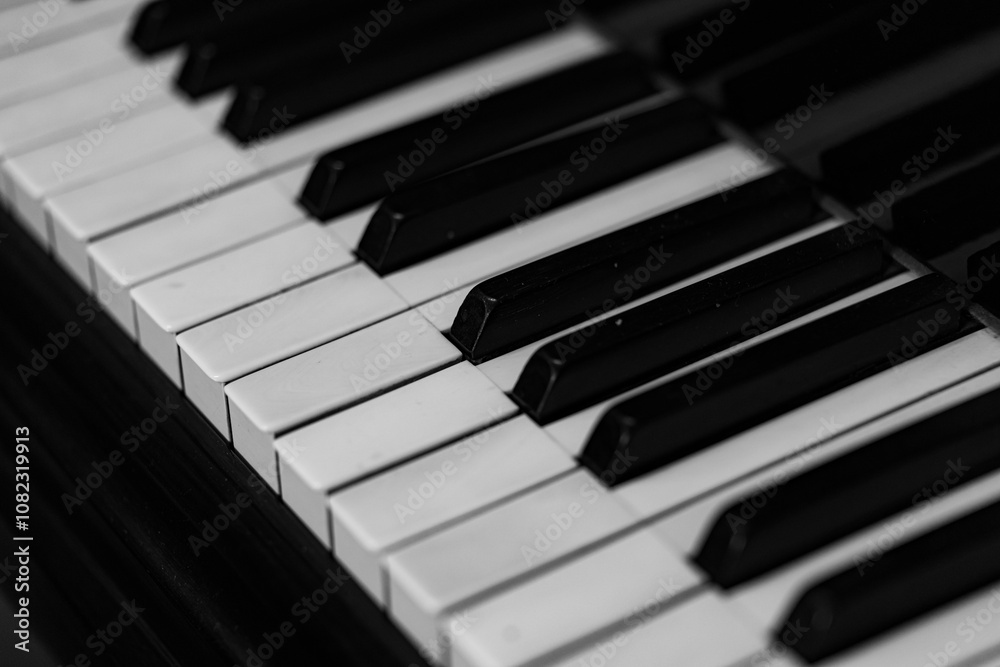 Closeup of black and white piano keyboard Closeup of black and white piano keyboard