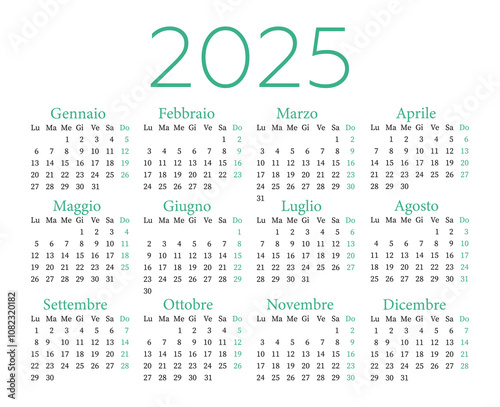 Calendar for 2025 in Italian