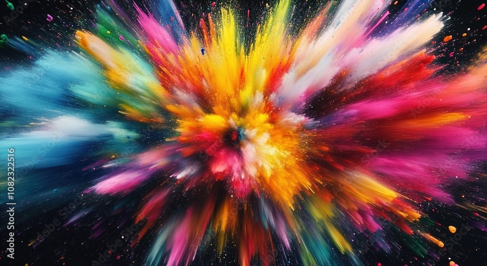 A vibrant explosion of colors, resembling an intense burst or splash of paint
A vibrant explosion of colors, resembling an intense burst or splash of paint