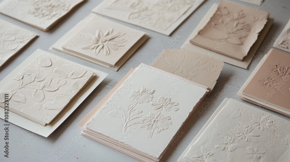 Fototapeta premium Craft paper and homemade postcards ,relaxation hobbies,