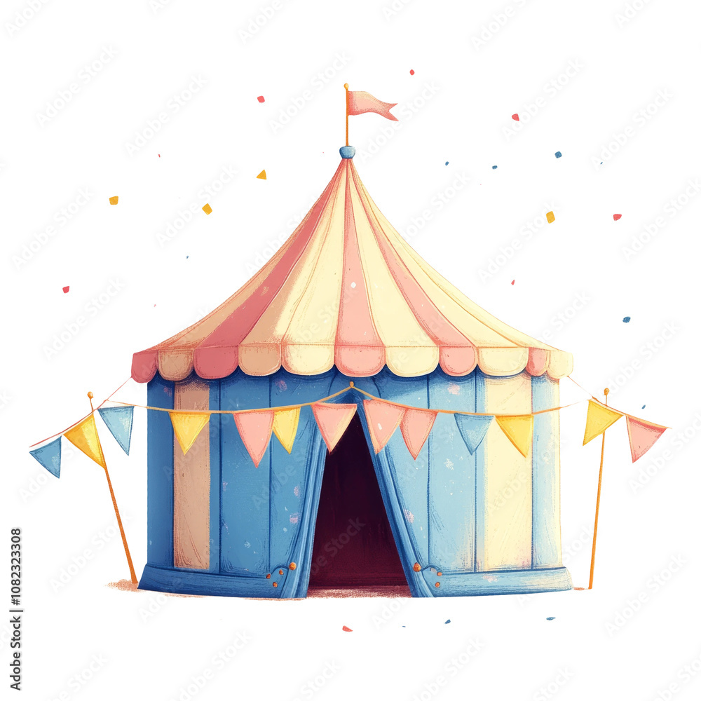 Colorful Circus Tent on Transparent Background Colorful Circus Tent on Transparent Background