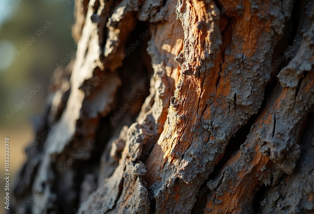 Textured bark of an old tree with deep grooves, cracks, and varying shades of brown, gray, and orange colors Textured bark of an old tree with deep grooves, cracks, and varying shades of brown, gray, and orange colors