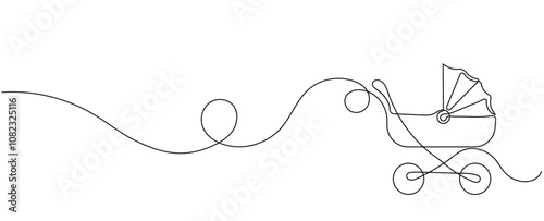 One continuous line drawing of baby stroller