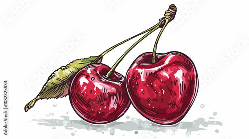 Cherry Berry Hand Drawn Vector Illustration