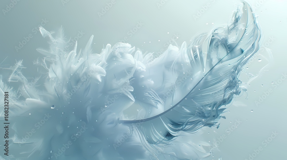 Digital technology Blue flowing feather illustration poster background Digital technology Blue flowing feather illustration poster background