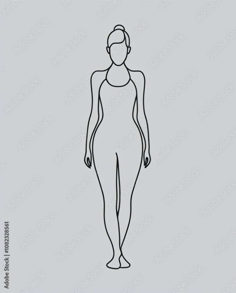 The minimalist art shows a lady meditating through yoga.
